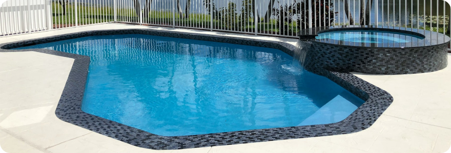 Backyard swimming pool and spa.